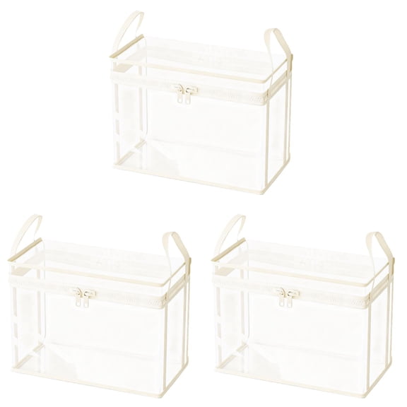 3 Pcs Storage Containers with Lids, Durable Comic Book Protector and Media Organizer, Collapsible Vinyl Storage Bag with Zipper for Books Blu Rays Office Supplies