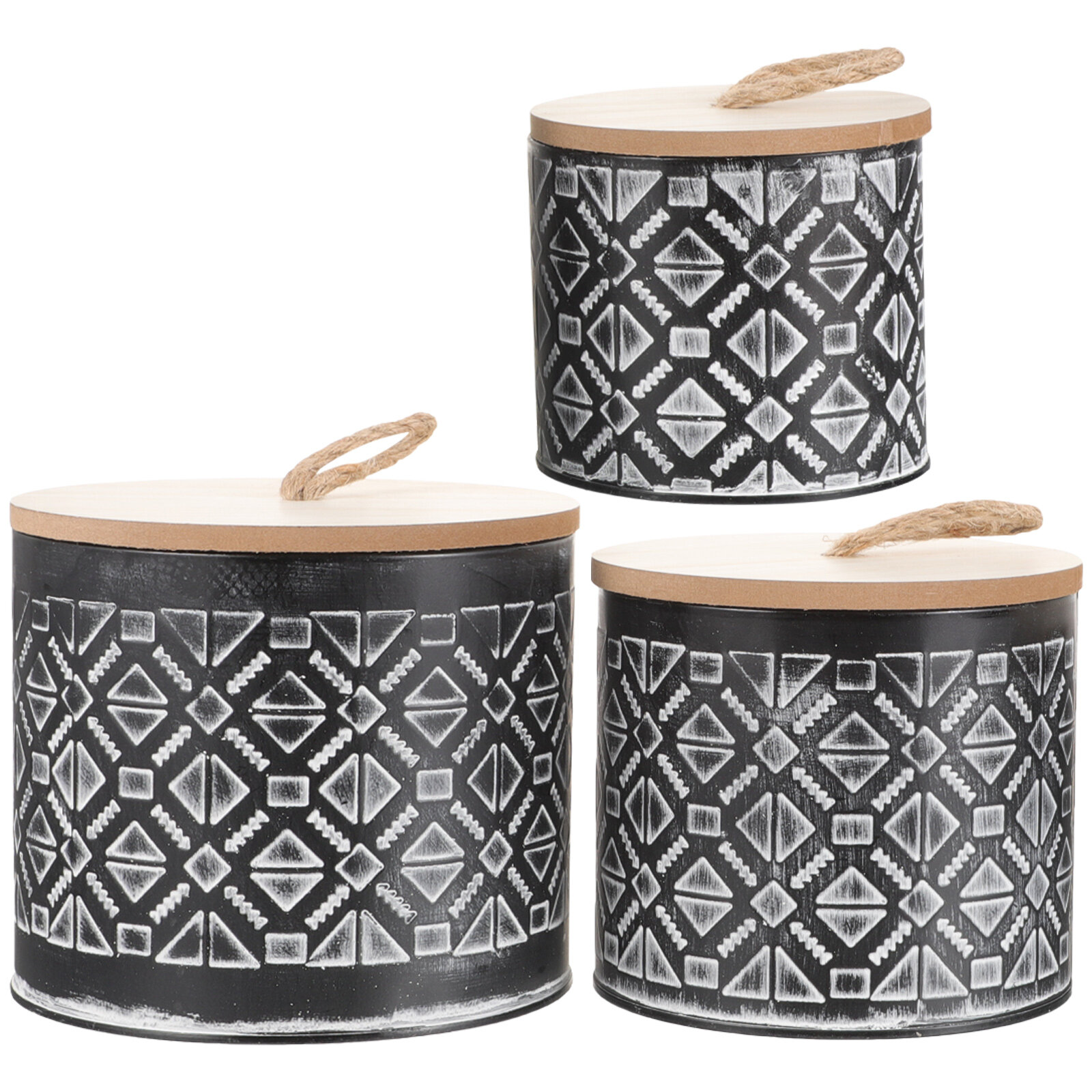 3 Pcs Storage Tank Office Decor Metal Container with Lid Retro Style Planter Indoor Vintage Iron