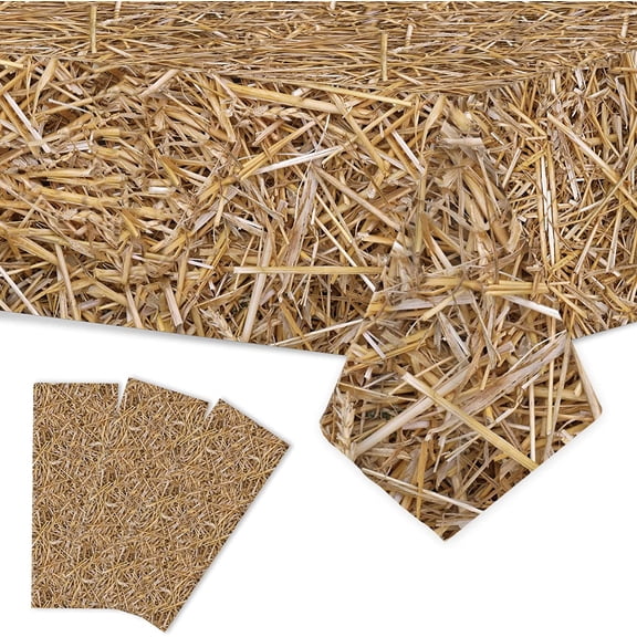 3 Pcs Straw Tablecover 105 x 54 inch Farm Hay Table Cover Western Birthday Theme Tablecloth Cowboy Theme Party Decorations Hawaiian Luau Party Supplies