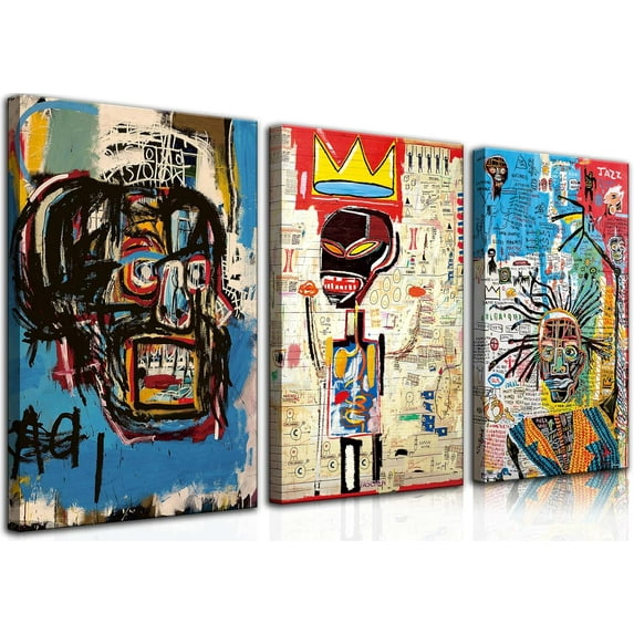 3 Pcs Street Wall Art Modern Abstract Pictures Poster Prints Wall Decor Artist Blue Color Print Canvas Painting for Living Room Bedroom Bathroom Office Home Decorations (Framed canvas)