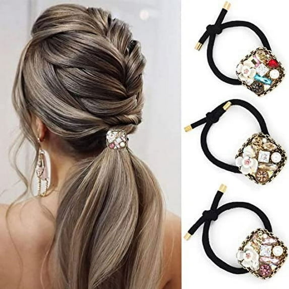 3 Pcs Stretchy Hair Ties Hair Jewelry Ponytail Hair Accessories for Women and Girls