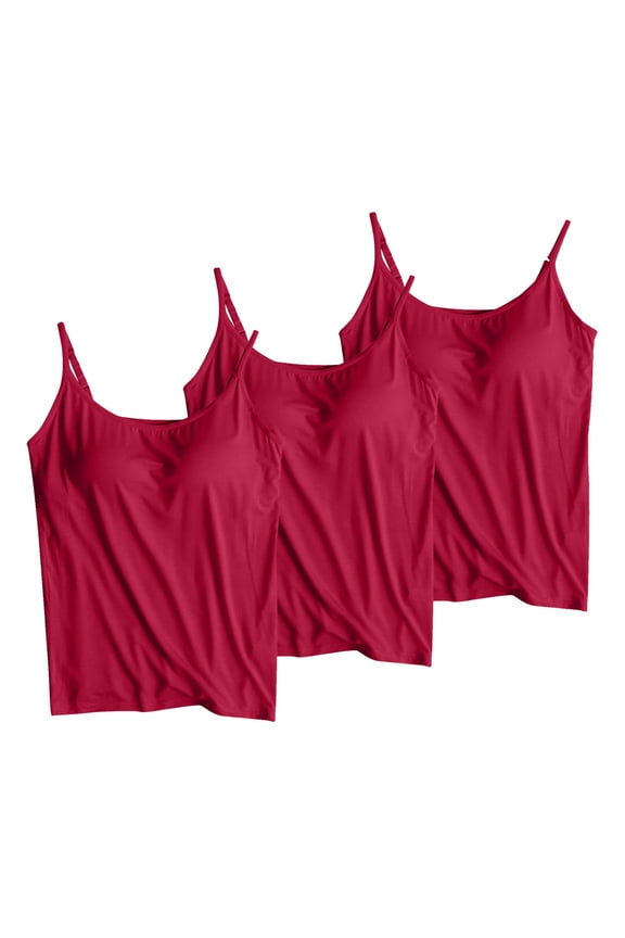 3 Pcs Stretchy Light Camisole for Women Detachable Design Adjustable Straps Sleeveless Shirts for Daily Casual Sports Relax Wear Smooth Side Panel Construction (Sky Blue,XL)