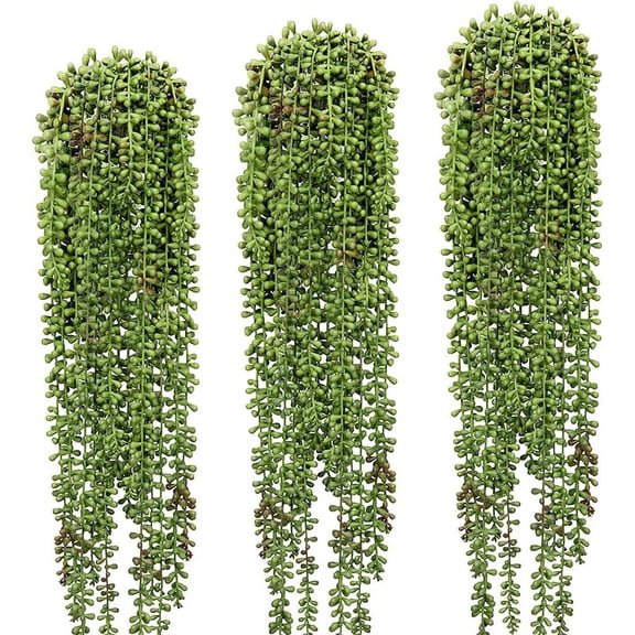 3 Pcs String of Pearls Plant Artificial Hanging Succulents Plants for Home Garden Decor (Pots Not Included)