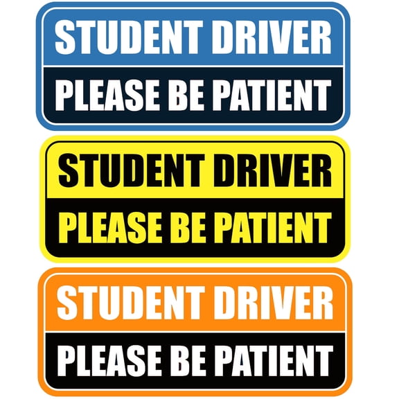 3 Pcs Student Driver Car Magnet, 10"x4" Please Be Patient Student Driver Teen Driver Magnet for Car, Reflective & Waterproof Weather-Resistant