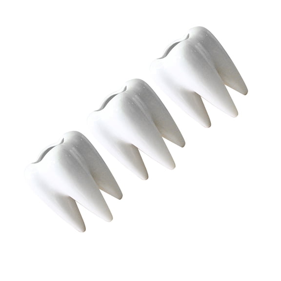 BESTOYARD Flower Pots Indoor Ceramic Teeth Shape White 3Pcs Home Office Decor