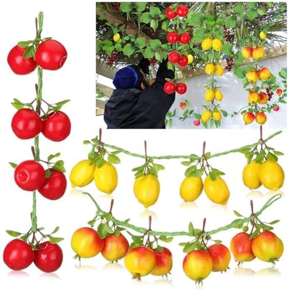 3 Pcs Sukkot Decoration Fruits Hanging Banner Sukkah Decorations Fruit Garland Artificial Pomegranate Apple Etrog Hanging Ornaments for Sukkot Jewish Holiday Indoor Outdoor Party Supplies