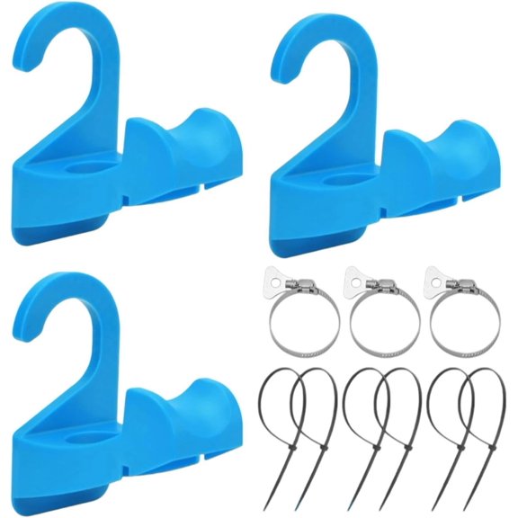 3 Pcs Swimming Pool Pipe Holders for Above Ground Pools, Support Pipes to Prevent Sagging And Extend Service Life, W/Cable Ties & Hose Clamps