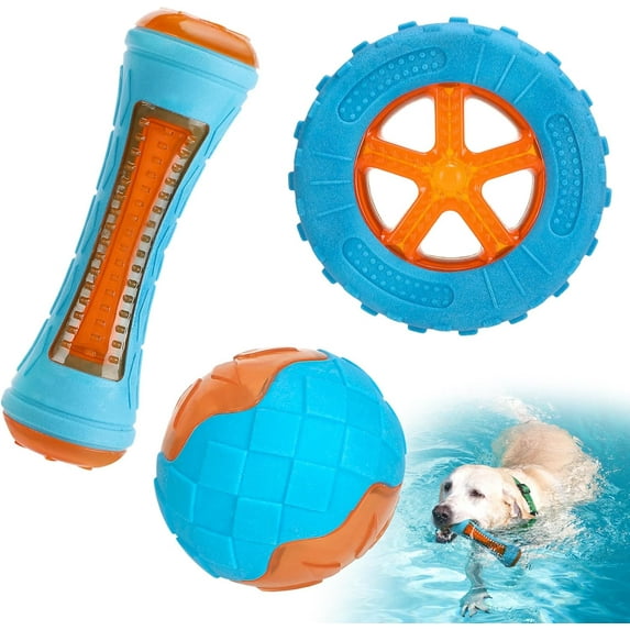 3 Pcs TPR Dog Pool Floating Toys - Bite Resistant Squeaky Dog Water Toys for Medium Large Dogs, Interactive Dogs Toys for Outdoor Pool Lake Summer Throwing Playing