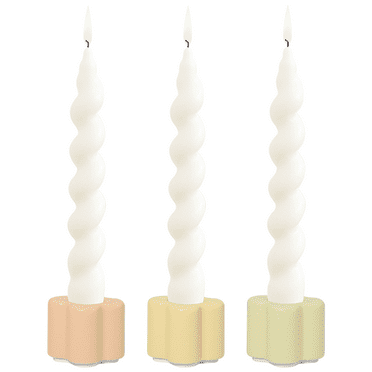 HofferRuffer Set of 3 Taper Candle Holder, 0.8 Inch Diameter Ceramic Candle Holder for Table Centerpiece, Wedding, Christmas Festival, Home Decor (Multicolor)