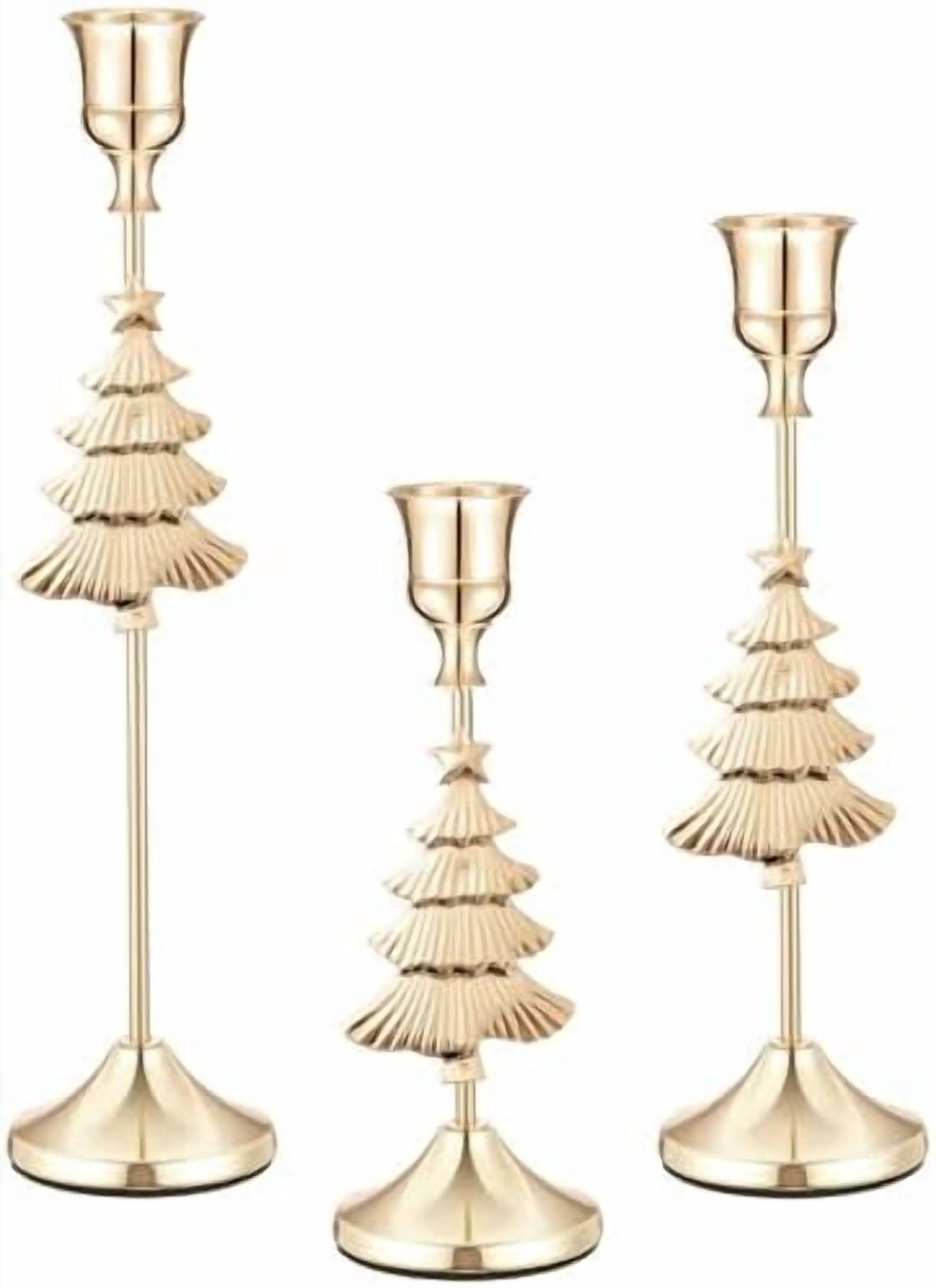 3 Pcs Taper Candle Holders Golden Candlestick 3 Size Candle Holders Set ...