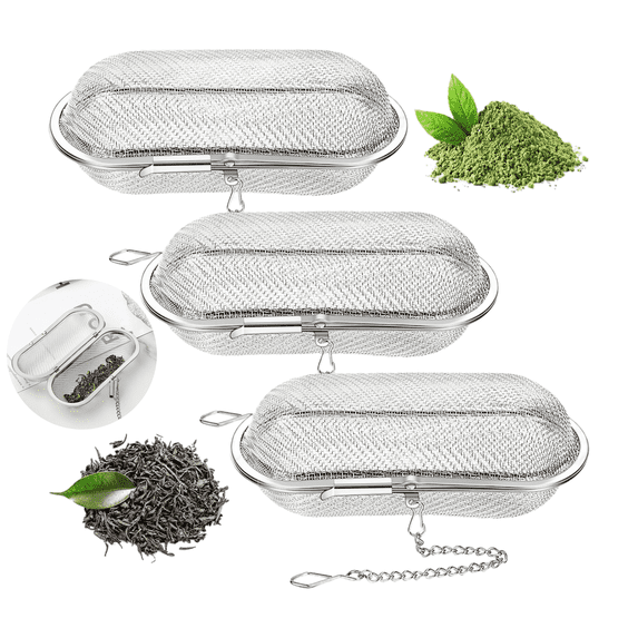 3 Pcs Tea Ball Infuser Set Loose Leaf Tea Strainer Steeping Infuser Stainless Steel Floating Mesh Filters 4.25 x 1.75 inches