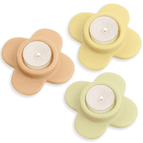 HofferRuffer Set of 3 Candle Holders, 1.6 Inch Diameter Tealight Ceramic Candle Holder for Table Centerpiece, Wedding, Festival Party, Christmas, Home Decor (Color)
