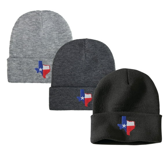 3 Pcs Texas State Flag Embroidered Acrylic Knit Hat Unisex Soft Perfect Gift