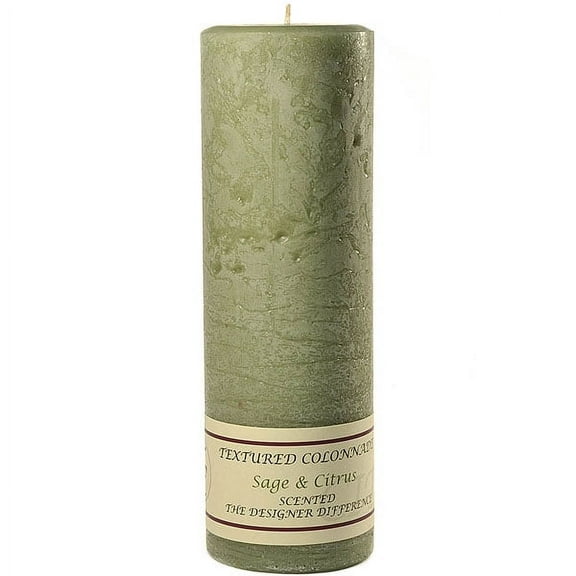 3 Pcs, Textured 3x9 Sage and Citrus Pillar Candles 3 in. diameterx9.25 in. tall