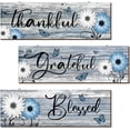 thumbnail image 1 of 3 Pcs Thankful Grateful Blessed Wooden Signs Rustic Daisy Wood Wall Decor Inspirational Wall Art Signs Rustic Wooden Hanging Decorations for Bedroom Kitchen Living Room Bathroom Home (Blue), 1 of 4
