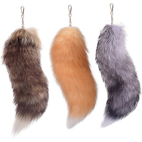 3 Pcs Therian Tail, 15.8 Inch Long Therian Fox Tail with Clasp, Halloween Soft Fluffy Fox Tail Keychain, Fake Fox Tail Hanging Fox Tails for Women Adult Handbag Backpack