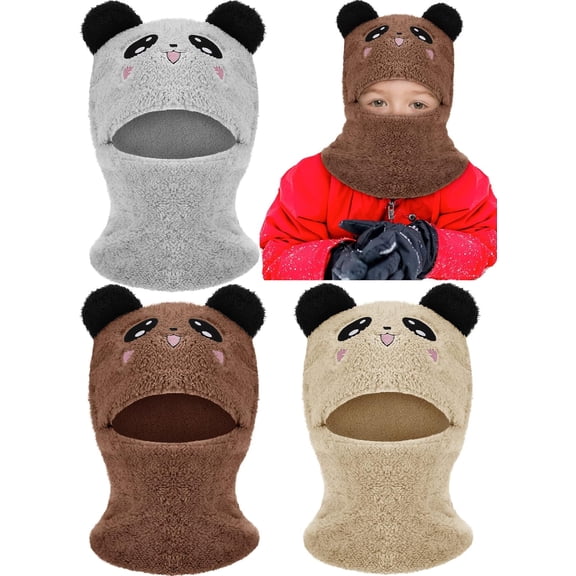 3 Pcs Toddler Boy Girl Winter Hats Scarf Warm Baby Kids plush Hat Earflaps Hood Scarf Beanie Skull Cap