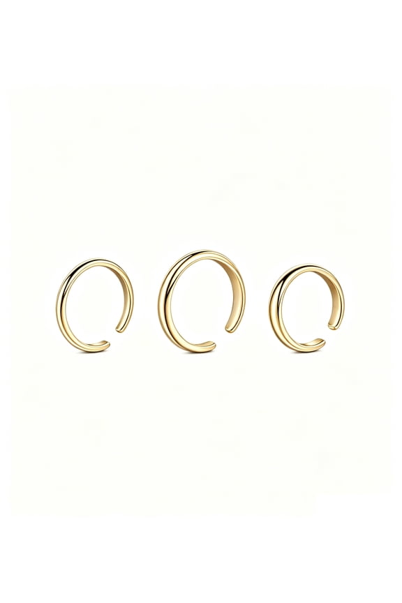 3 Pcs Toe Rings for Women, 3 Size Gold Trendy 18K Gold Filled Toe Ring, Adjustable Gold Toe Rings Set, Thin Band Beach Foot Jewelry for Summer Open Adjustable Toe Rings