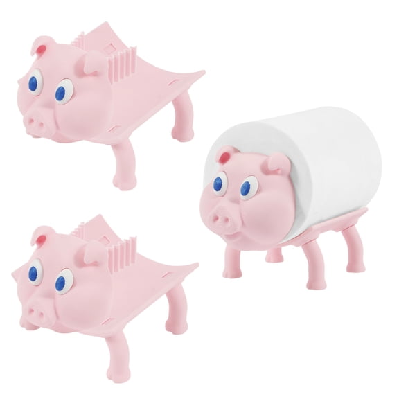 3 Pcs Toilet Paper Holder Decorative Toilet Roll Organizer Adorable Cat and Pig Design Multifunctional Tissue Paper Stand for Wall Bathroom