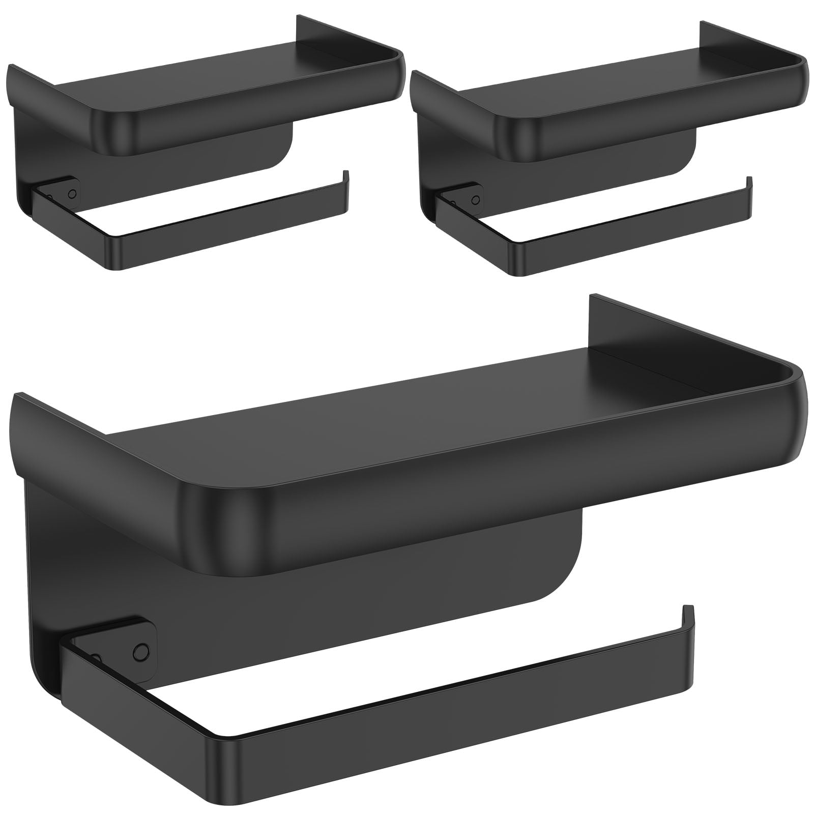 ROZZWILD Toilet Paper Holder with Shelf Adhesive Wall Mounted No Drill Aluminium