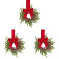 thumbnail image 1 of 3 Pcs Traditional Red Velvet Mini Christmas Wreaths with Norfolk Pine for Cabinet Window Wall Seasonal Decor 10.6 Inch, 1 of 4