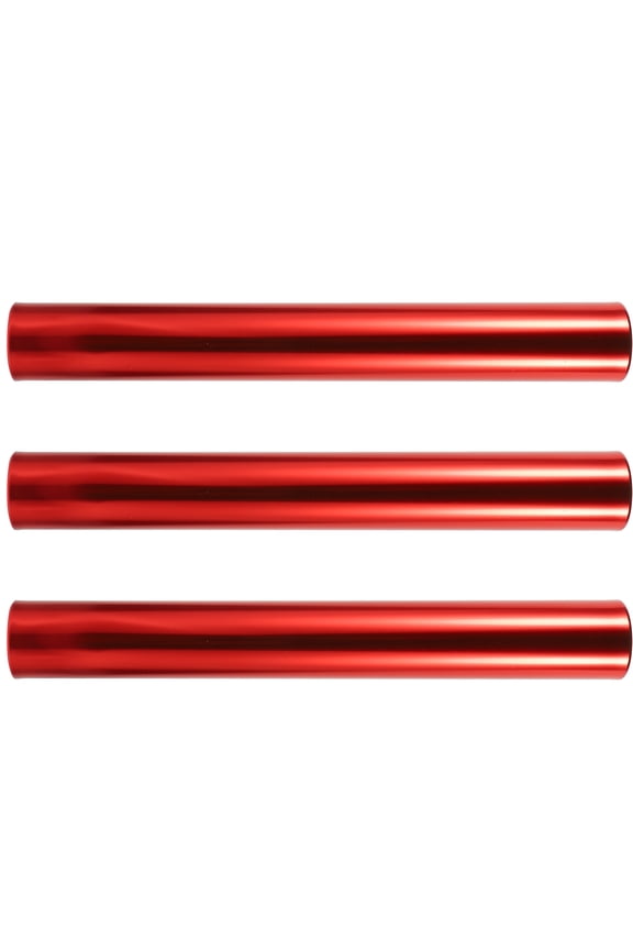 Red Aluminum Relay 3-Pack Competition Sticks for School Track Field Races and Athletic Events