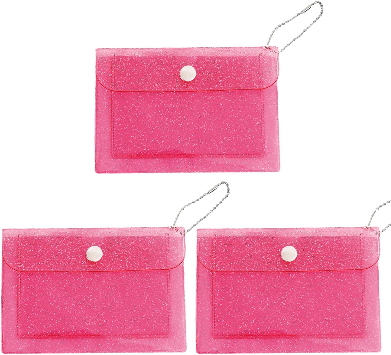 3 Pcs Transparent Card Holder Keychain Wallet Small Coin Purse Mini