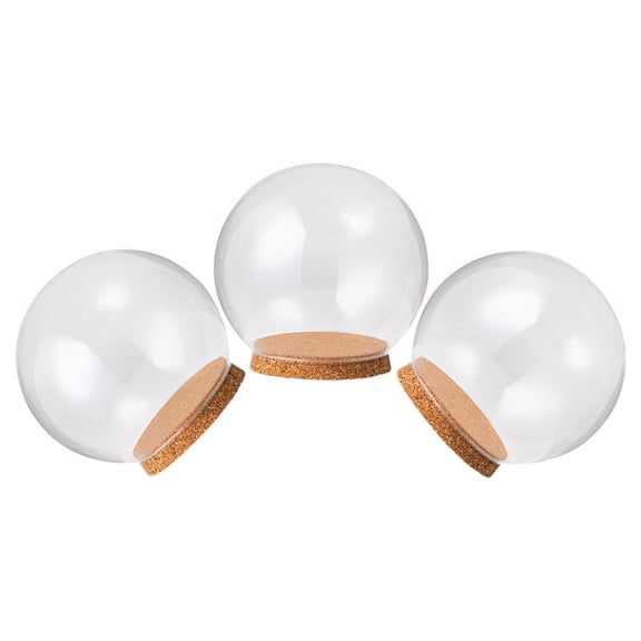 Homoyoyo Decorative Glass Dome with Wooden Base, Transparent, Perfect for Flowers and Home Decor 3Pcs
