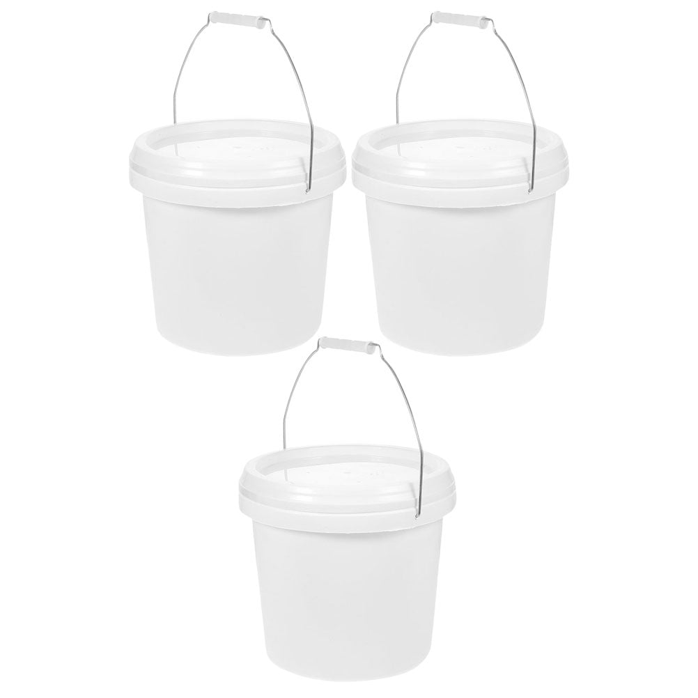 3 Pcs Trash Can with Lid Oil Paint Portable Keg Multi Use Bucket 4