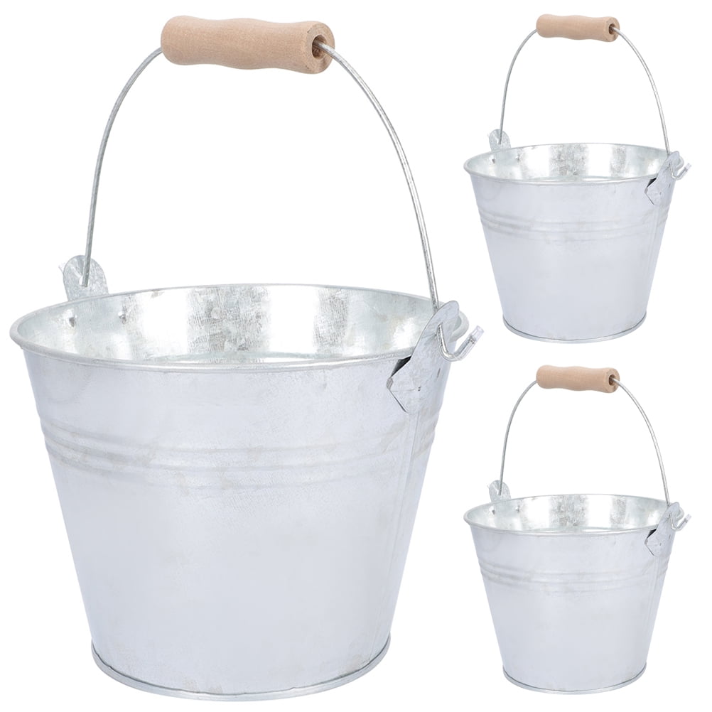 3 Pcs Trash Can with Lid Upholstery Trim Metal Bucket for Fireplace