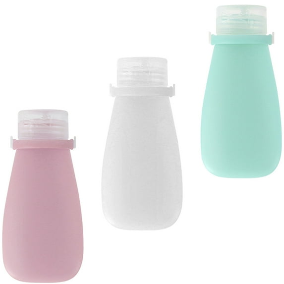 Homoyoyo Silicone Travel Bottles 3Pcs Refillable Leak-Proof Assorted Colors for Toiletries