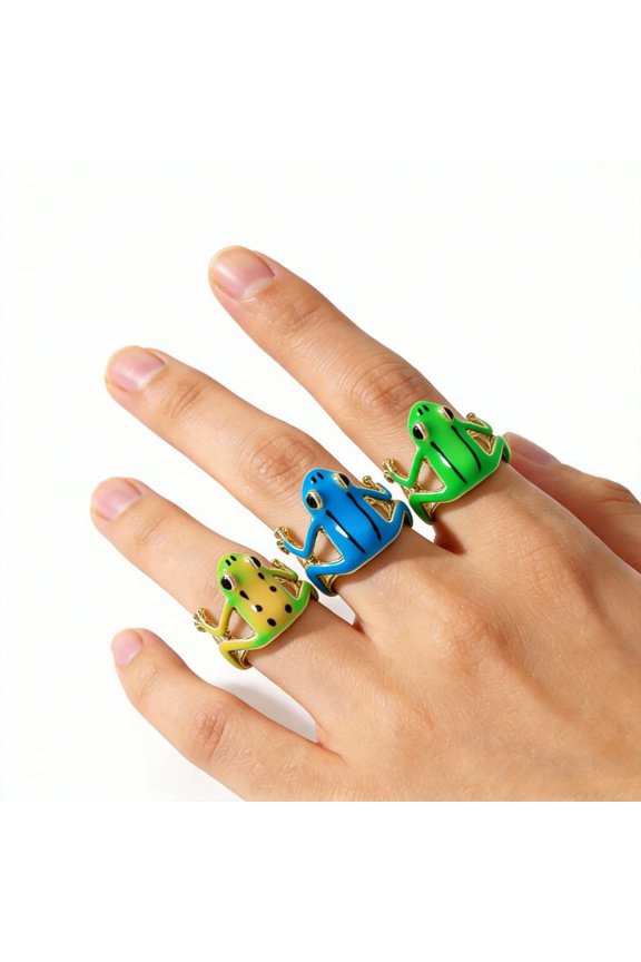 3 Pcs Tree Frog Ring, Adjustable Tree Frog Ring, Creative Frog Ring, Open Frogs Shaped Delicate Frog Ring for Women