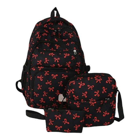 3 Pcs Trendy College Backpacks Students School Bag Bows Backpacks Set Travel Rucksack Large Capacity Daypacks