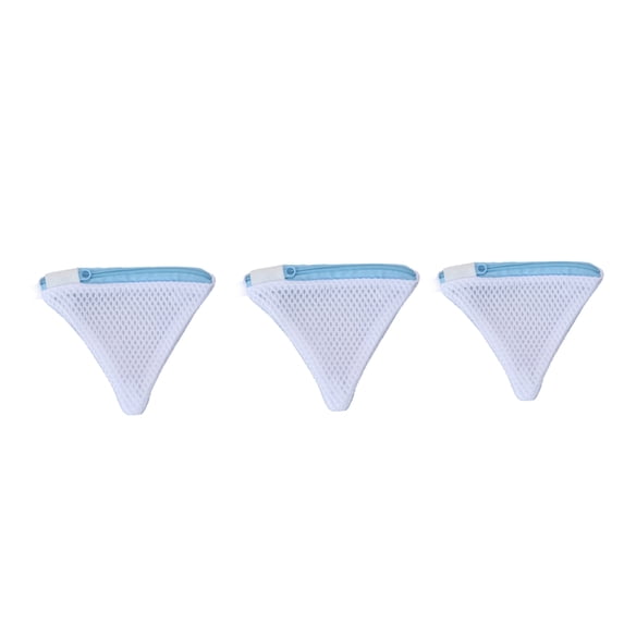 3 Pcs Triangle Mesh Laundry Bag,Reusable Wash Bag with Zipper | Scent Beads Laundry Pod Dissolution Protection Bags for Laundry Room,Washing Machine,Blue