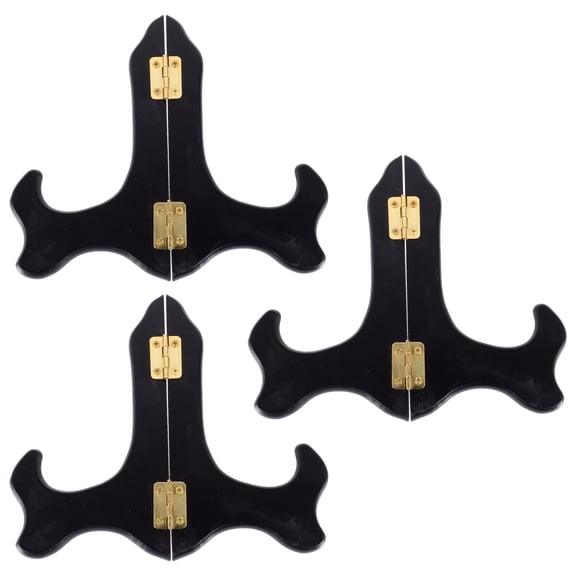 RENACLIPY Black Wooden Display Stand, Adjustable Plate Holder, Sturdy Organizer for Household Storage