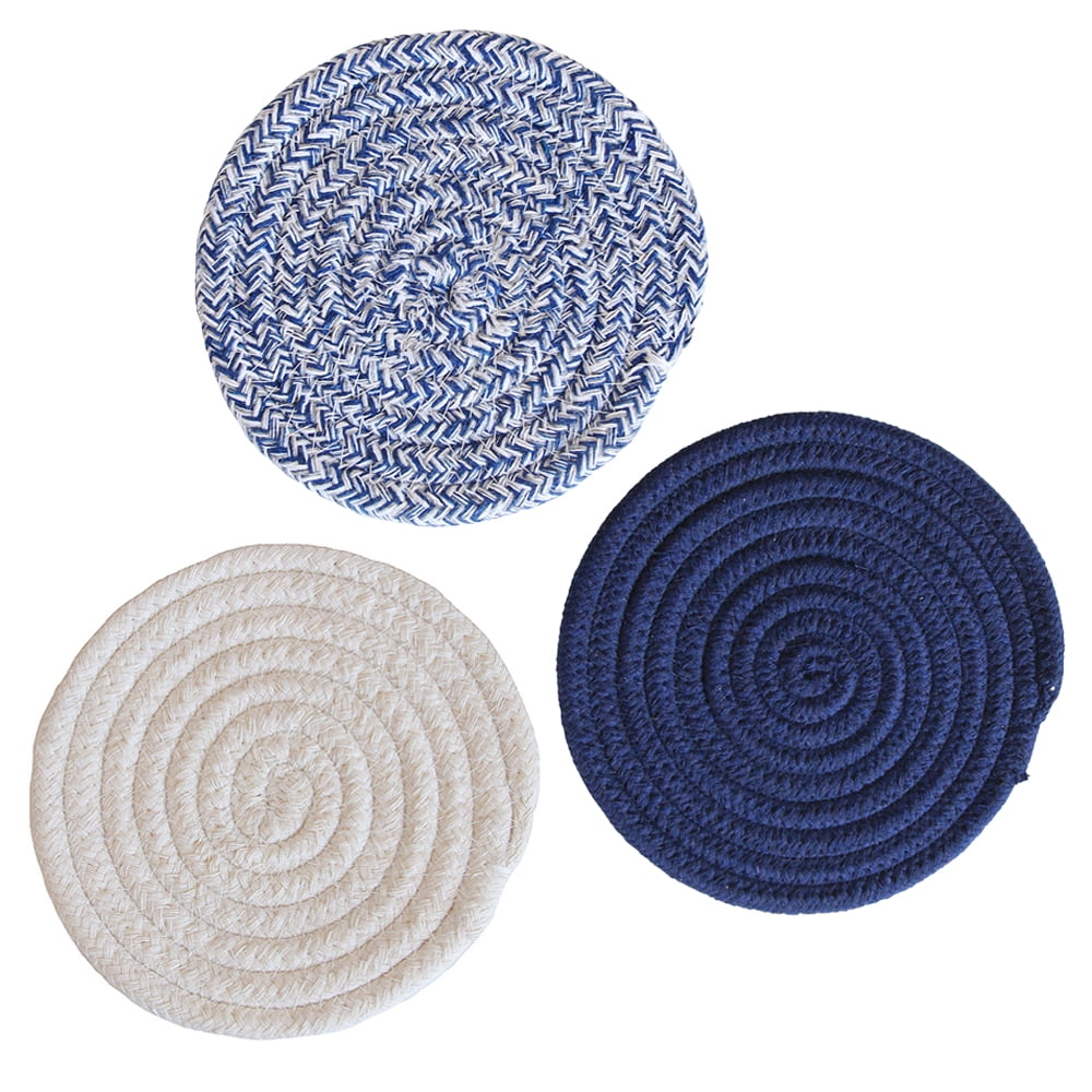 3Pcs Trivet Pot Holder Round Woven Potholders Set 100 Cotton