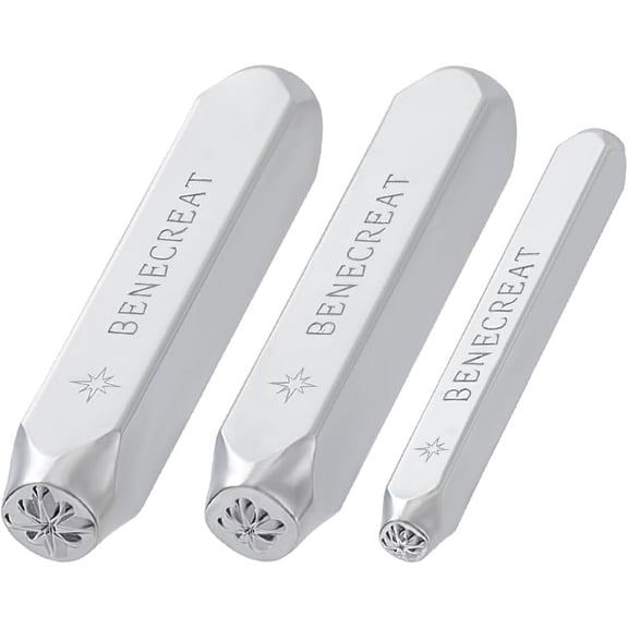 3 Pcs Twinkle Star Design Metal Stamp Set 3/5/7mm Metal Stamps for Leather Wood Clay Punching and Stamping Punch Tools for DIY Jewelry Crafts Cards Scrapbook Stainless Steel Color