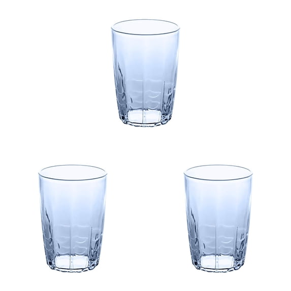 3 Pcs Unbreakable Plastic Cups Set, 14 oz Reusable Plastic Cups, Stackable Water Tumblers, Drinking Cup for Kitchen, Outdoor, BPA free, Dishwasher Refrigerator and Microwave Safe (Sky Blue)