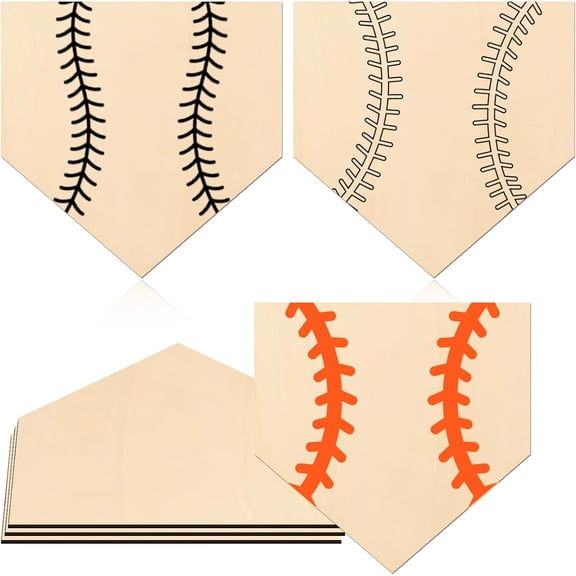 3 Pcs Unfinished Wood for Crafts Wooden Home Plate Baseball Unfinished Wood Baseball Plaque Baseball Home Plate Softball Diamond Base Silhoutte, 12 Inch