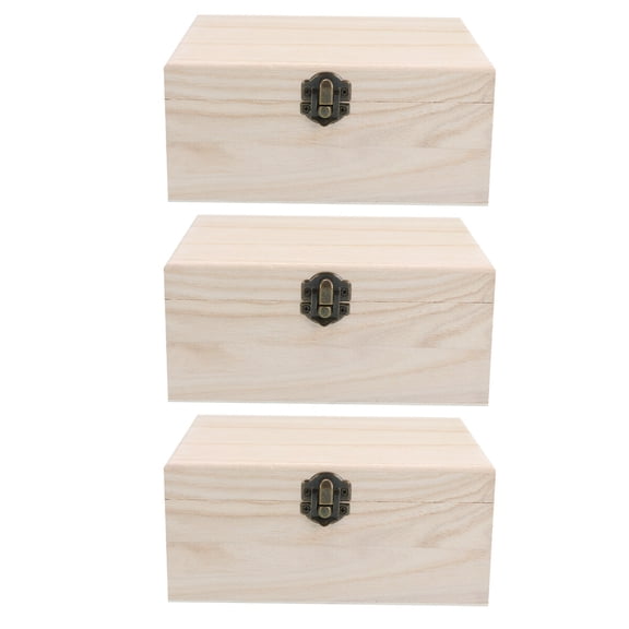 Minkissy Set of 3 Wooden Craft Storage Boxes, Multi-Purpose Organizer Containers for Home, Office, and Family Use