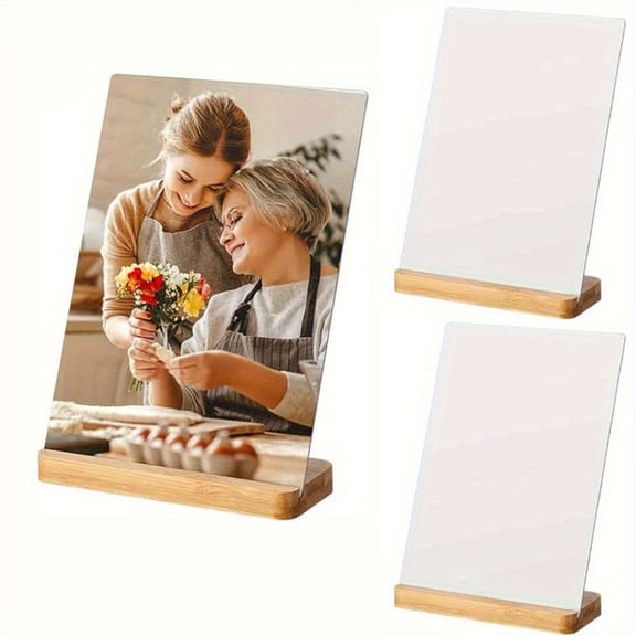 3 Pcs Vertical Sublimation Photo Frames,5x7 Inch Blank Aluminum Picture Frame with Wooden Base,Suitable for Heat Press Transfer DIY Photo Display Home Office Decoration Wedding Gifts