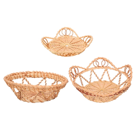 3 Pcs Wall Hanging Wicker Baskets Rattan Vitality Decor