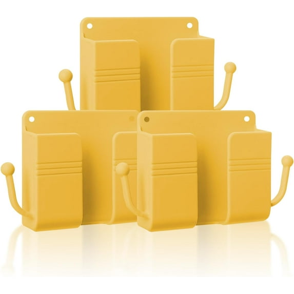 3 Pcs Wall Mount Phone Holder, Phone Stand for Bed, Wall Mounted Shower Phone Holder Remote Control Holder with Hooks, Self-Adhesive Universal Media Organizer Storage Box