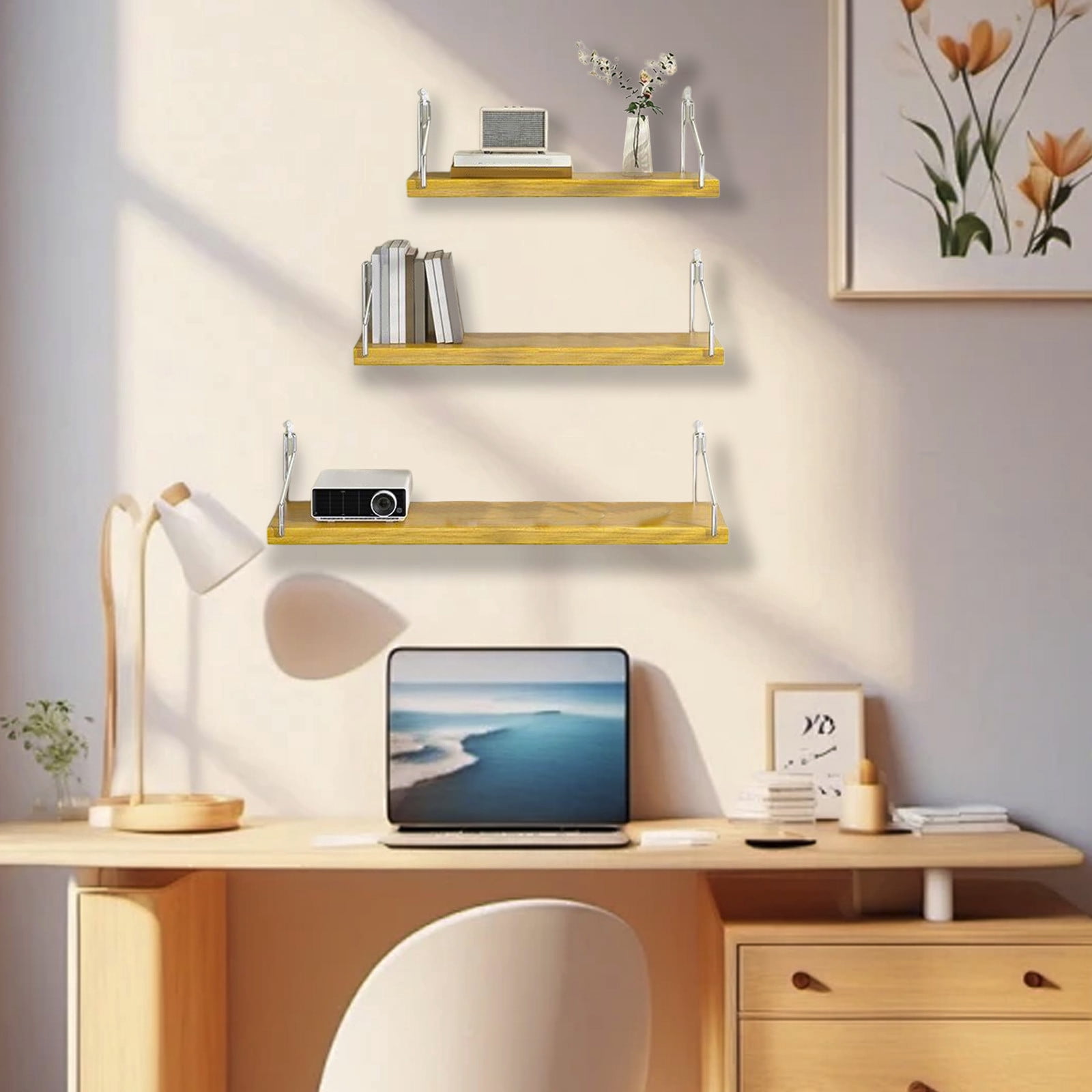 3 Pcs Wall Shelves Set,Wall Cubicle Shelf for Wall Decor,Wall Mount ...