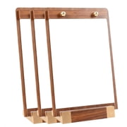 3 Pcs Walnut Wood Table Menu Display Stands, 5.8 x 8.3 in / 14.8 x 21 cm Tabletop Display Sign Holder, Wooden Base Acrylic Sign Holder for Restaurant, Cafe, Wedding