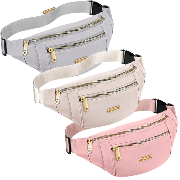 3 Pcs Waterproof Fanny Packs for Women and Men Waist Pack with Adjustable Strap Waist Pouch for Sports Running Exercise Walking Travel