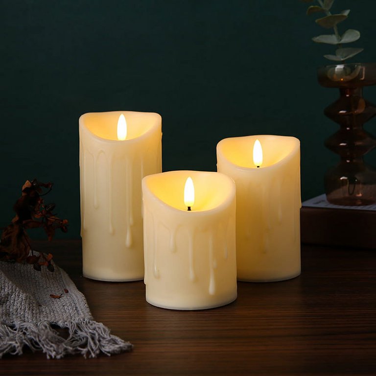 3 Pcs Waterproof Outdoor Flameless LED Candles，Christmas 