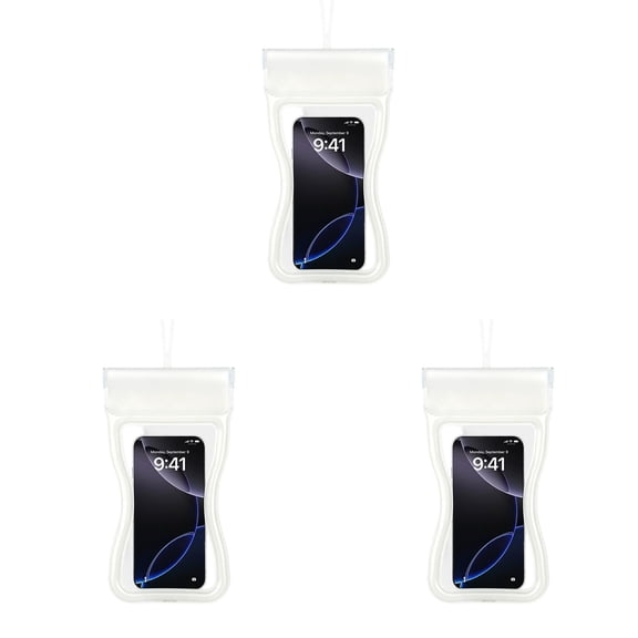 3 Pcs Waterproof Phone Pouch 6.69 x 3.14 Inch Floatable, IPX8 Waterproof Cell Phone Case with Touchscreen, Underwater Photography Case for Swimming Rafting Diving, Phone Accessories, White