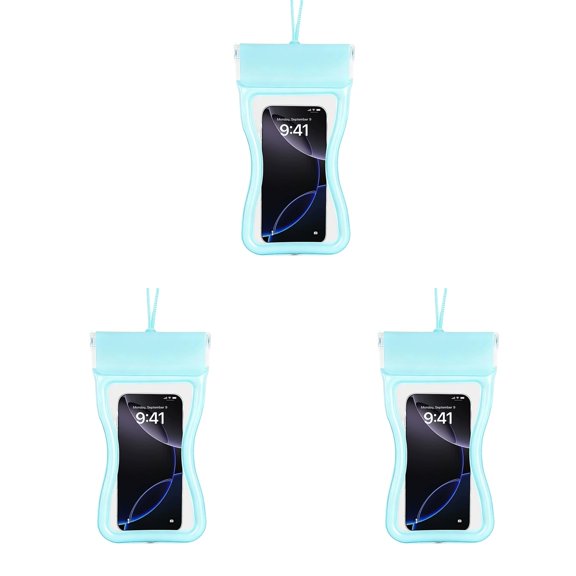 3 Pcs Waterproof Phone Pouch 6.69 x 3.14 Inch Floatable, IPX8 Waterproof Cell Phone Case with Touchscreen, Underwater Photography Case for Swimming Rafting Diving, Phone Accessories, Blue