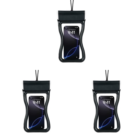 3 Pcs Waterproof Phone Pouch 6.69 x 3.14 Inch Floatable, IPX8 Waterproof Cell Phone Case with Touchscreen, Underwater Photography Case for Swimming Rafting Diving, Phone Accessories, Black